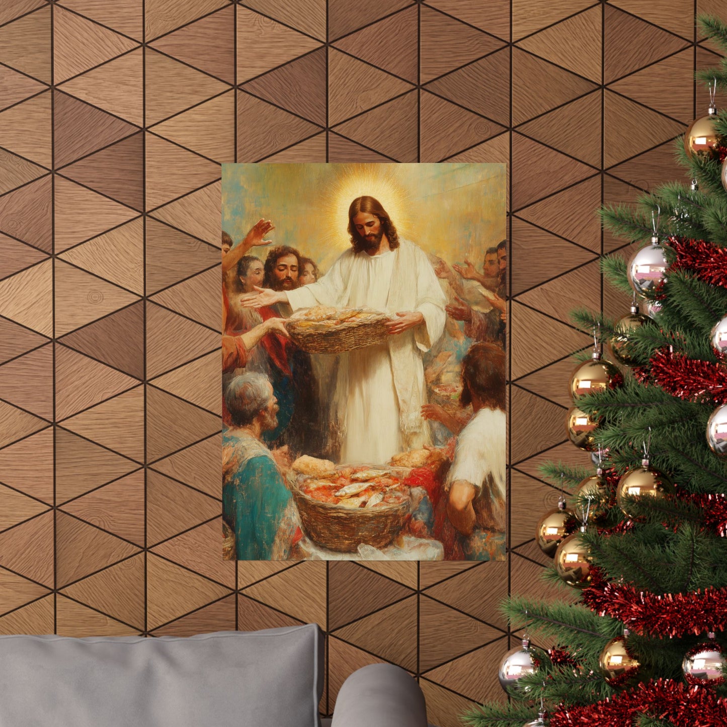 The Quiet Multiplication of Love : Loaves and Fishes - Sanctified Souls Print - Multiple Sizes - Premium Matte Vertical Posters