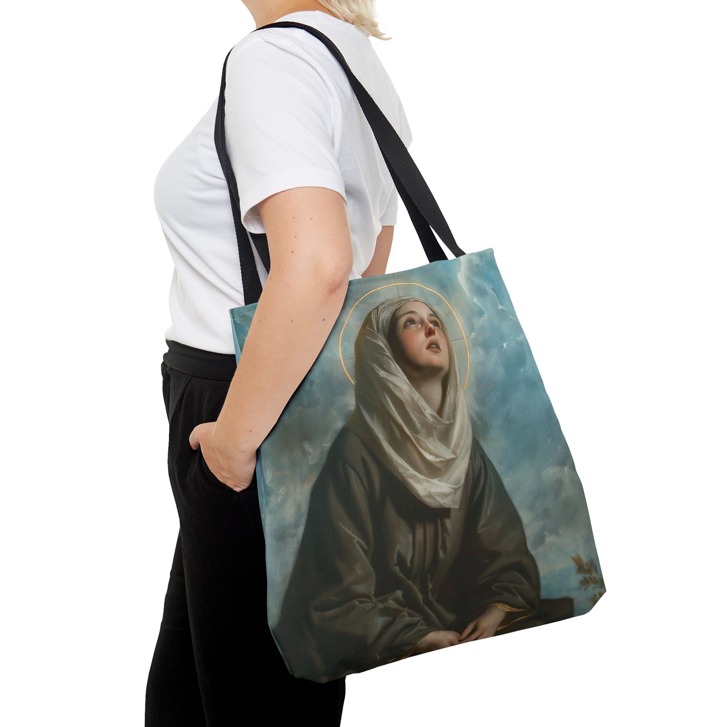 Saint Margaret of Cortona Tote Bag - Purse - Three sizes - Faith Art Bag - Catholic faith inspired carry-all purse - Double Sided