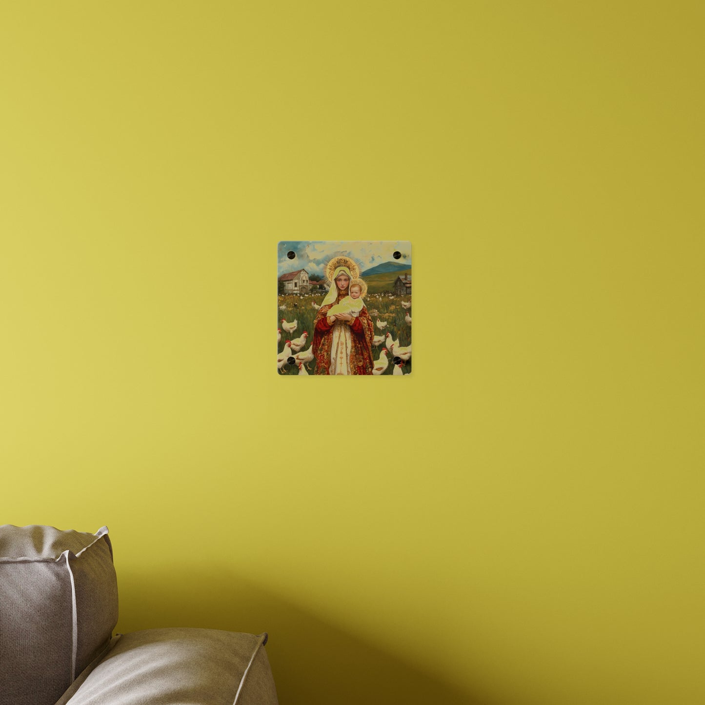 Our Lady of the Hens Acrylic Wall Art Panel - Ready to Hang Acrylic Print - Catholic Saint Art