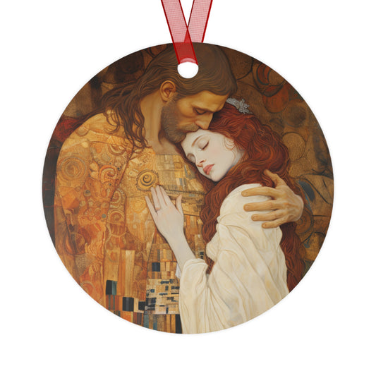 Transcendent Devotion Metal Ornament - Religious Holiday Christmas Ornament and Keepsake - Double sided - Christ Embracing Mary Magdalene