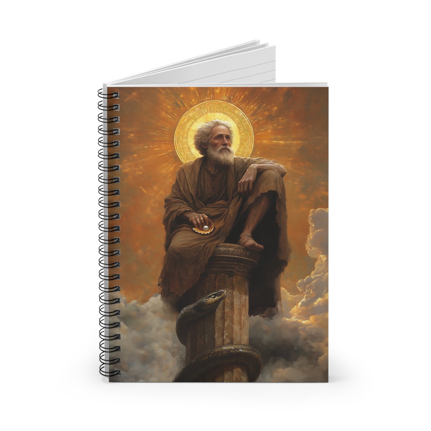 Saint Simeon Stylites - Sanctified Souls Art - Religious - Spiral Notebook - Ruled - Catholic - Devotional Journal - Dream Journal Diary