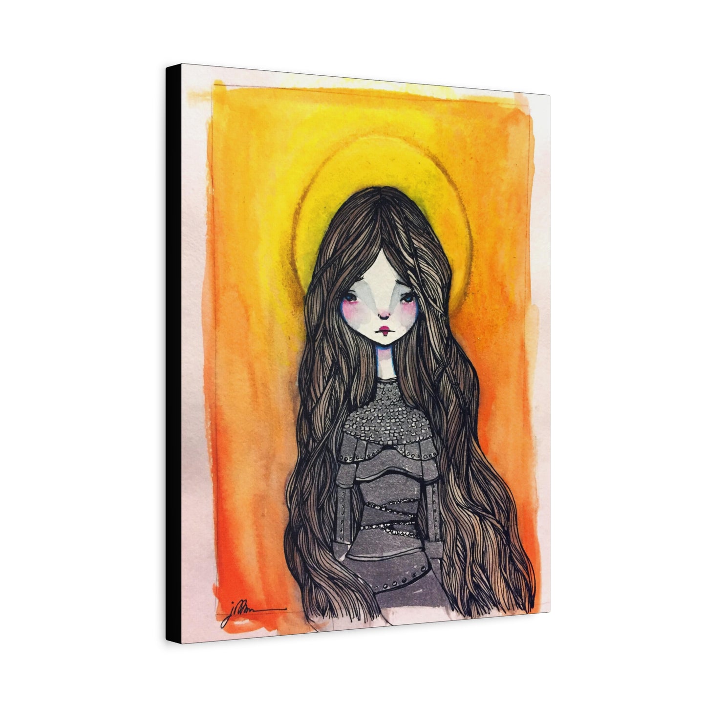 Saint Joan of Arc Canvas Print - Hand-Drawn Catholic Art Print | Christian Sacred Wall Art | Sanctified Solocosmo Religious Artwork