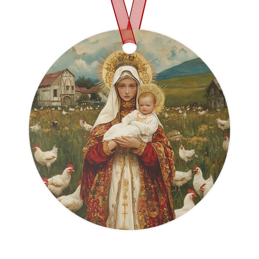Our Lady of the Hens: Protector of the Humble Flock Metal Ornament - Religious Holiday Christmas Ornament and Keepsake - Catholic Keepsake