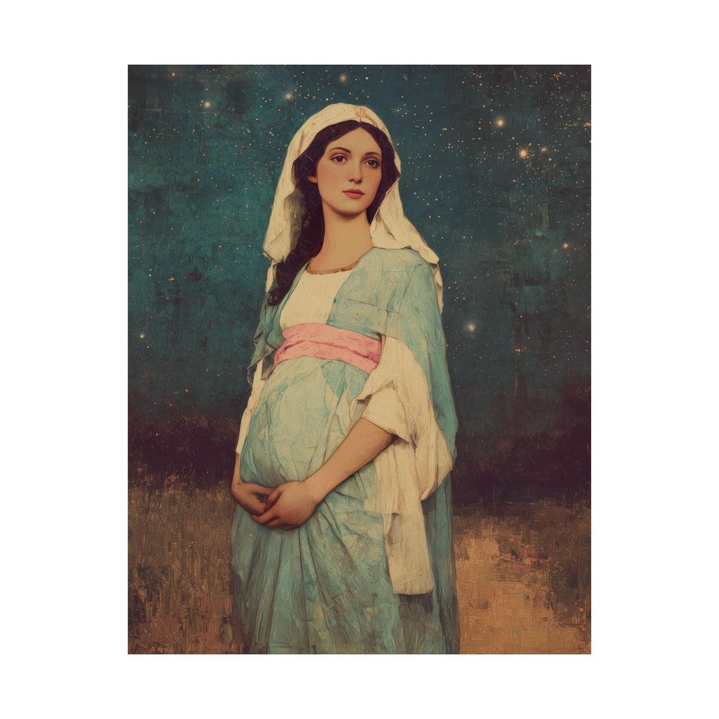 Our Lady of 'O' - Our Lady of Expectation - Mother Mary - Marian Art - Sanctified Souls Print - Multiple Sizes - Premium Vertical Posters