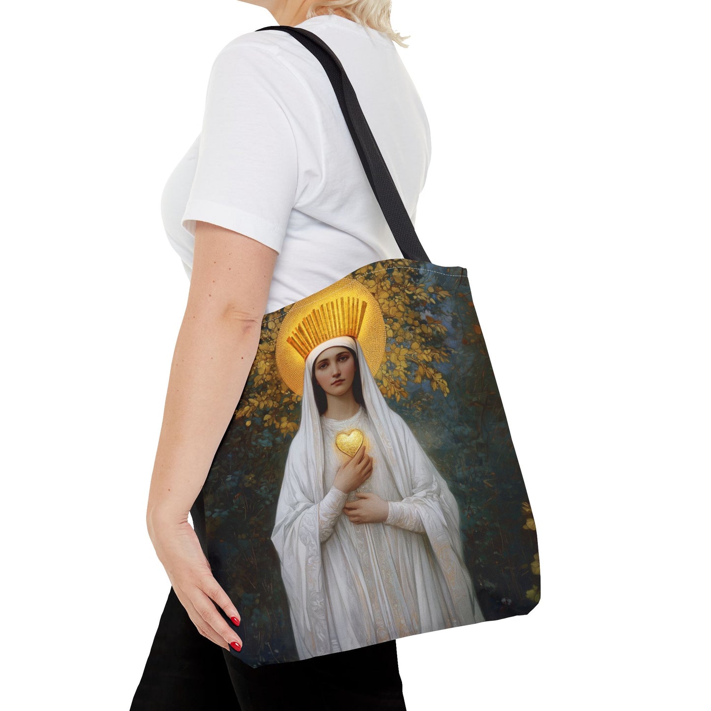 Our Lady of Beauraing - Our Lady of the Golden Heart - Marian Art - Tote Bag - Large Medium Small Faith Art Bag - Tote Purse