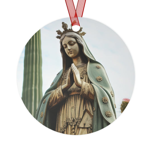 Our Lady of Guadalupe Metal Ornament - Religious Holiday Christmas Ornament and Keepsake - Double sided - Prayer Ornament