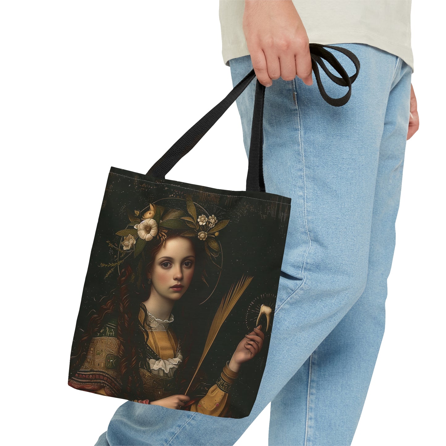 Saint Apollonia Tote Bag - Large Medium Small Faith Art Bag - Catholic Faith Purse - Religious Carry All Reusable Tote Bag