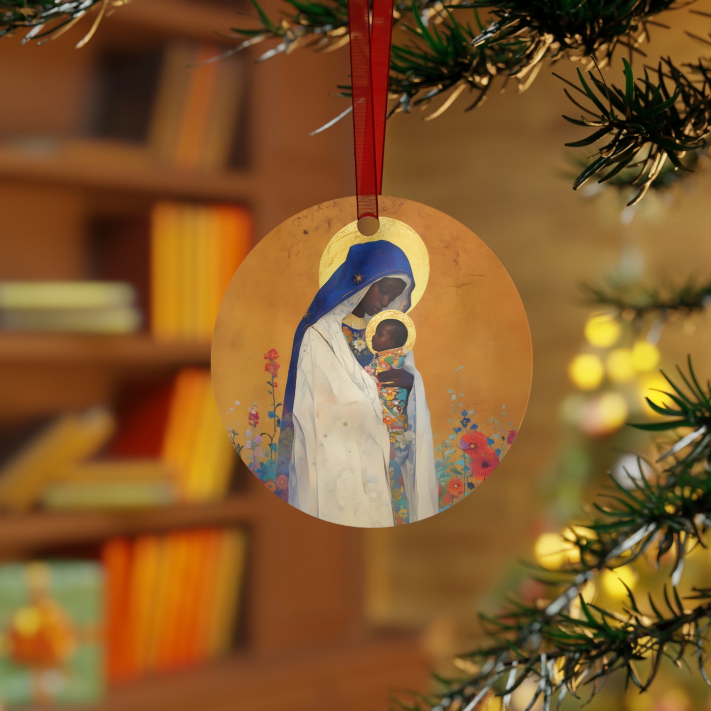 The Divine Embrace- Our Lady of Kibeho's Love Metal Ornament - Religious Holiday Christmas Ornament and Keepsake - Catholic Keepsake