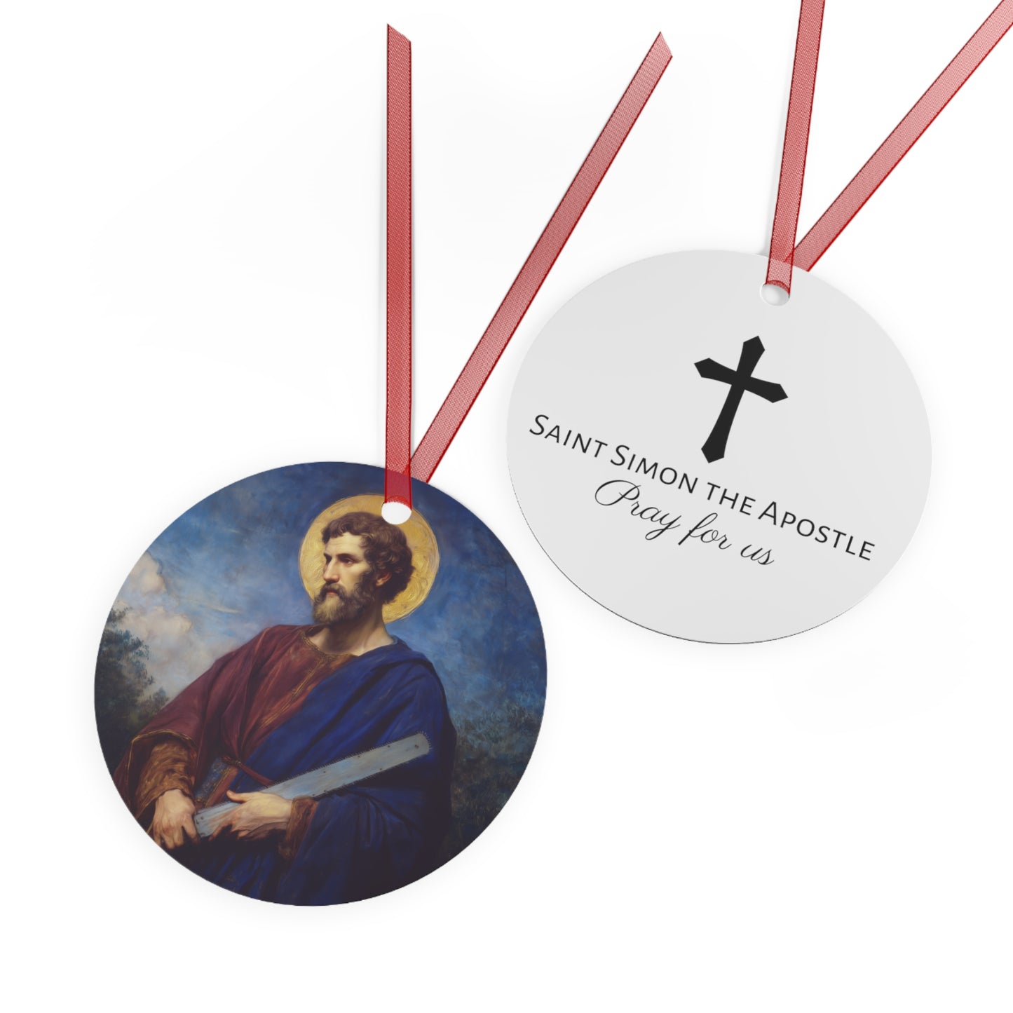 Saint Simon the Apostle  - Metal Ornament - Religious Holiday Christmas Ornament and Keepsake