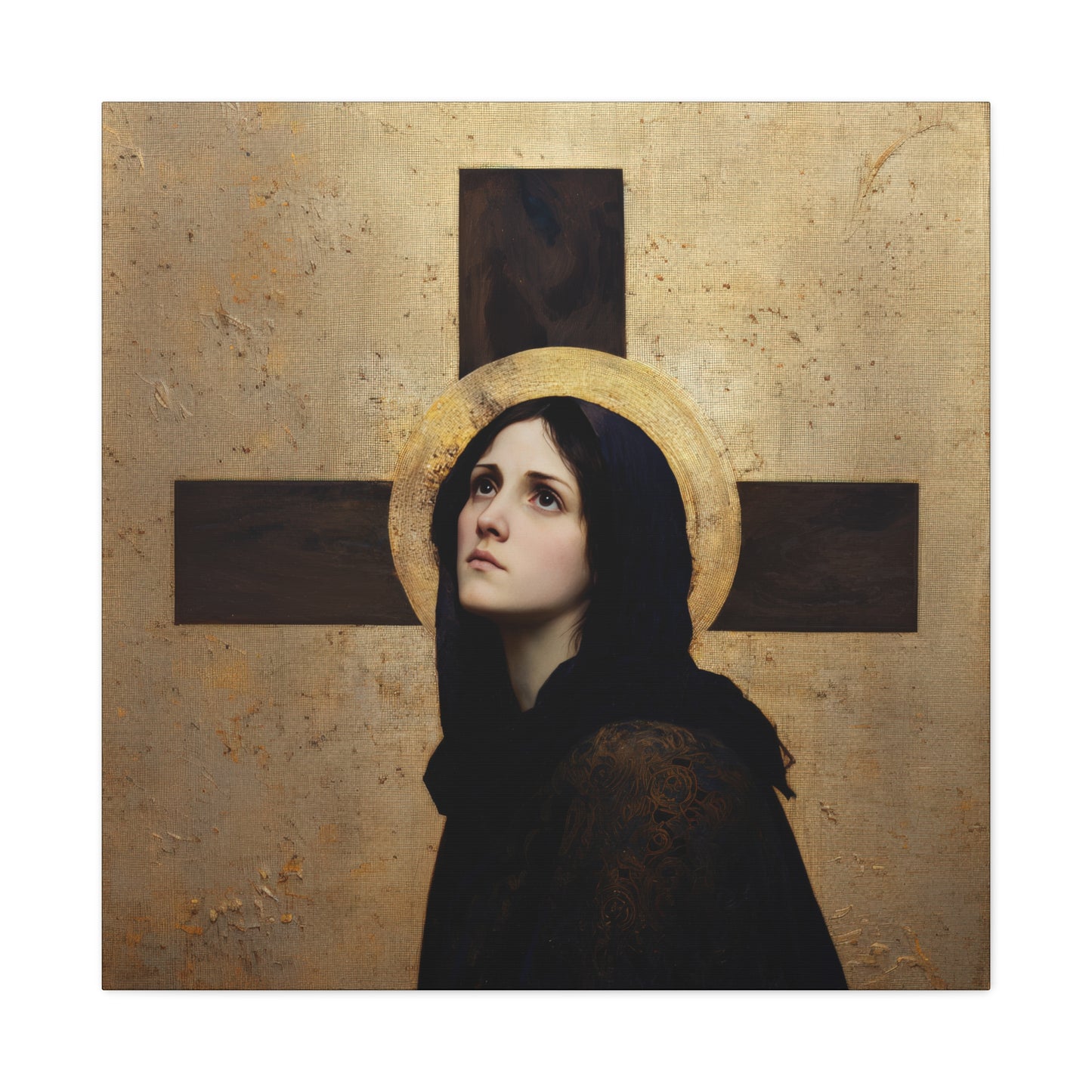 Our Lady of the Cross - Mother Mary  - Our Lady of the Crucifix - Marian Art - Gallery Wrapped Canvas - Print - Catholic Art Print