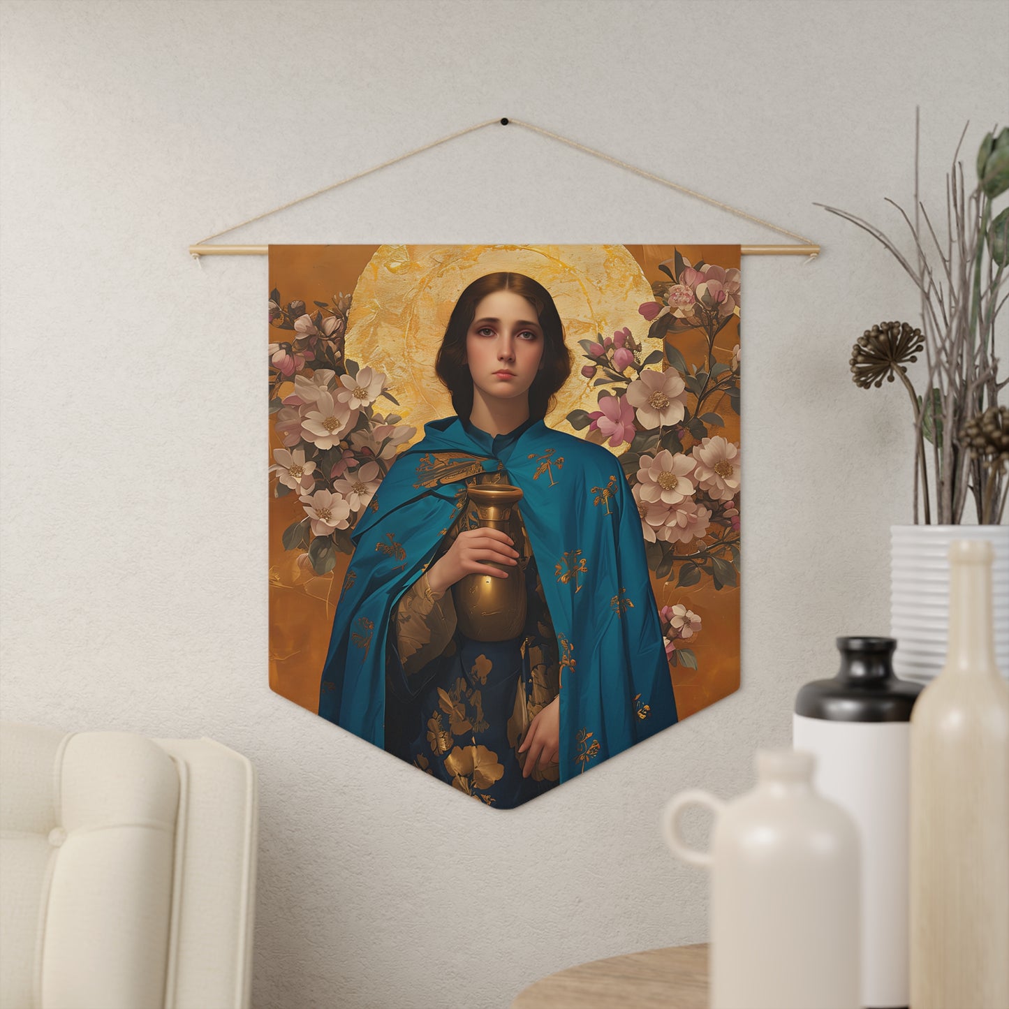 Saint Anastasia the Patrician of Alexandria Wall Banner / Wall Hanging - Prayer room art - Catholic - Large Saint Art - 18" x 21"