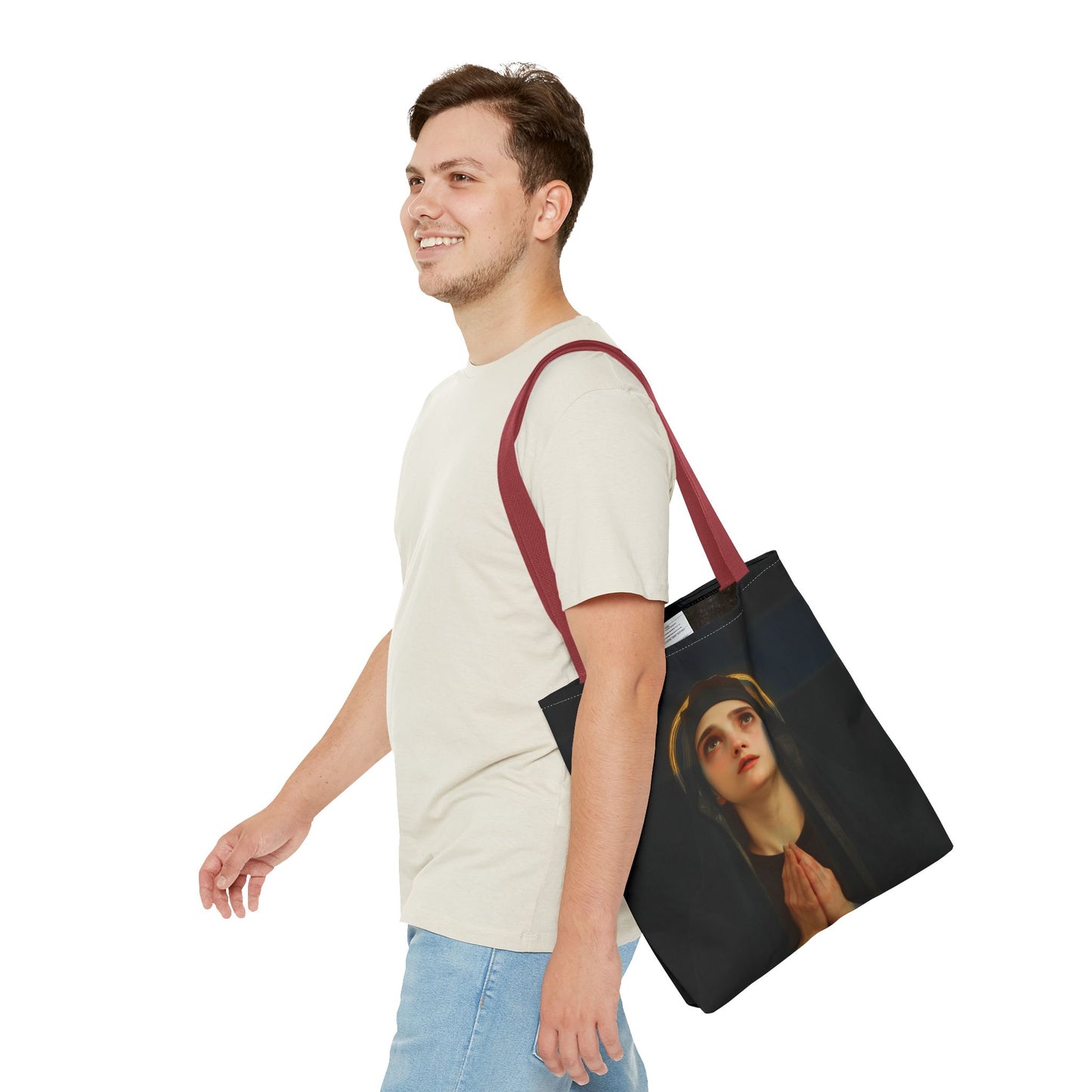 Our Lady of the Cross - Mother Mary  - Our Lady of the Crucifix - Marian Art - Tote Bag - Large Medium Small Faith Art Bag - Tote Purse