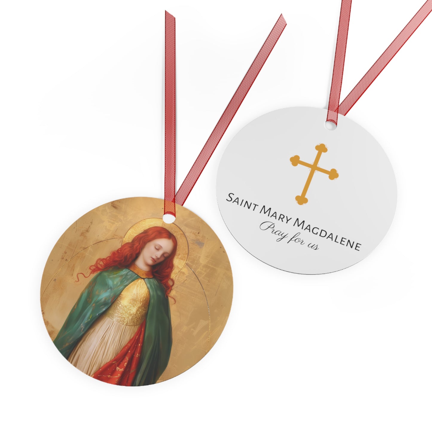 Resilient Spirit - Mary Magdalene's Faithful Path Metal Ornament - Religious Holiday Christmas Keepsake - Religious Catholic Tree Ornament