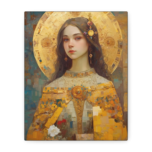 Saint Dymphna - Museum Wrapped Canvas - Sanctified Souls Print - Religious Art for your Home