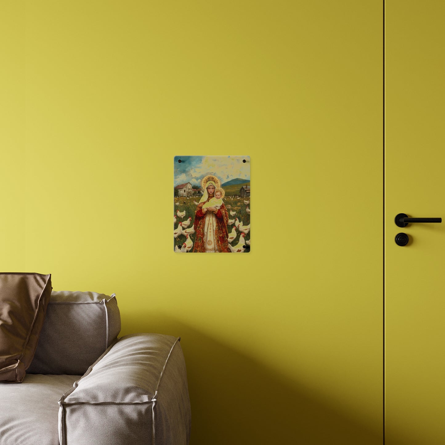 Our Lady of the Hens Acrylic Wall Art Panel - Ready to Hang Acrylic Print - Catholic Saint Art