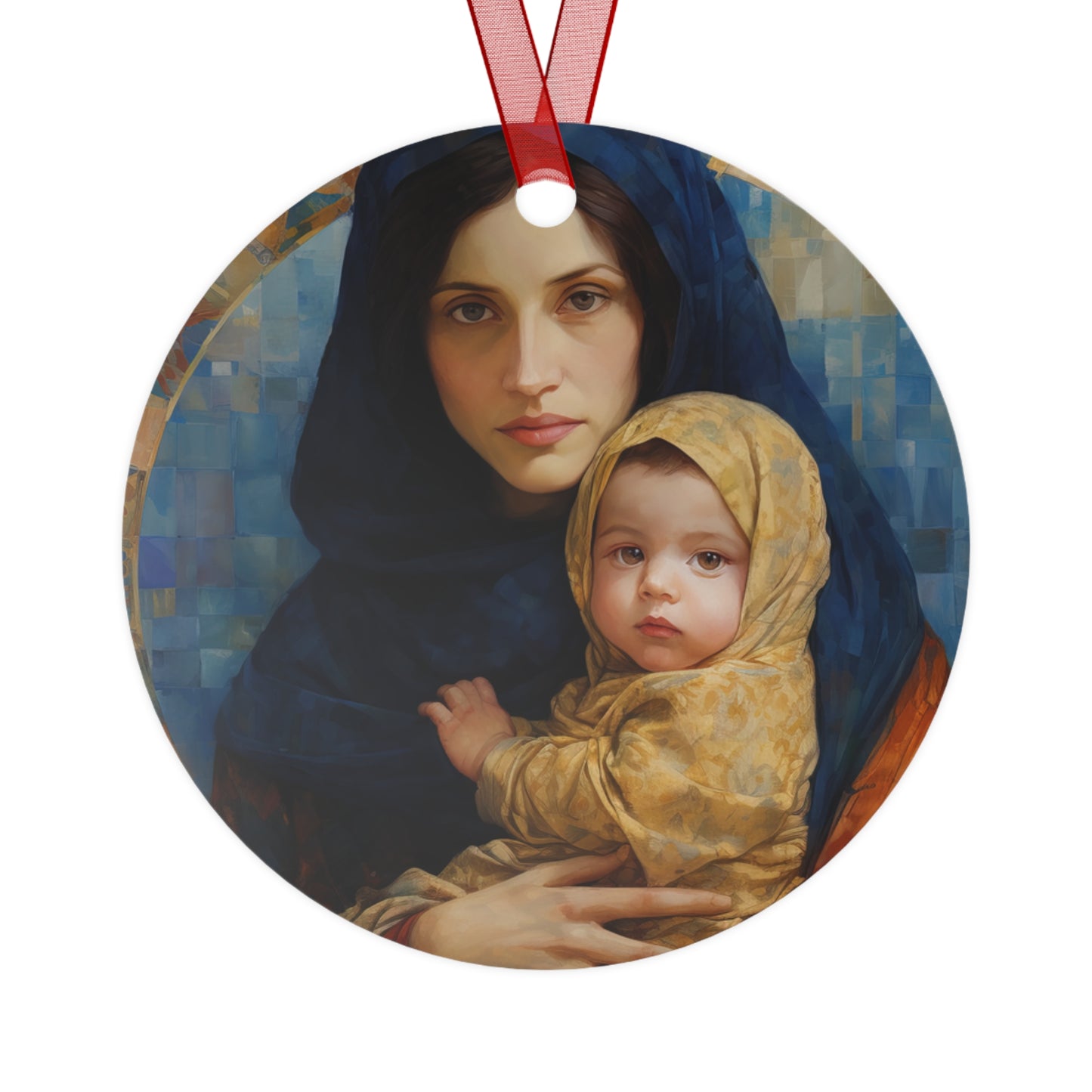 Maternal Seraph - Virgin Mary and Infant Jesus - Metal Ornament - Religious Holiday Christmas Ornament - Prayer Keepsake - Catholic Home