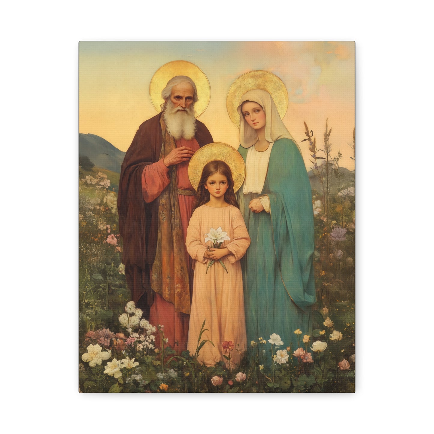 Saints Joachim and Anne with Young Mary - Gallery Wrapped Canvas - Print - Religious Art for your Home - Catholic Art