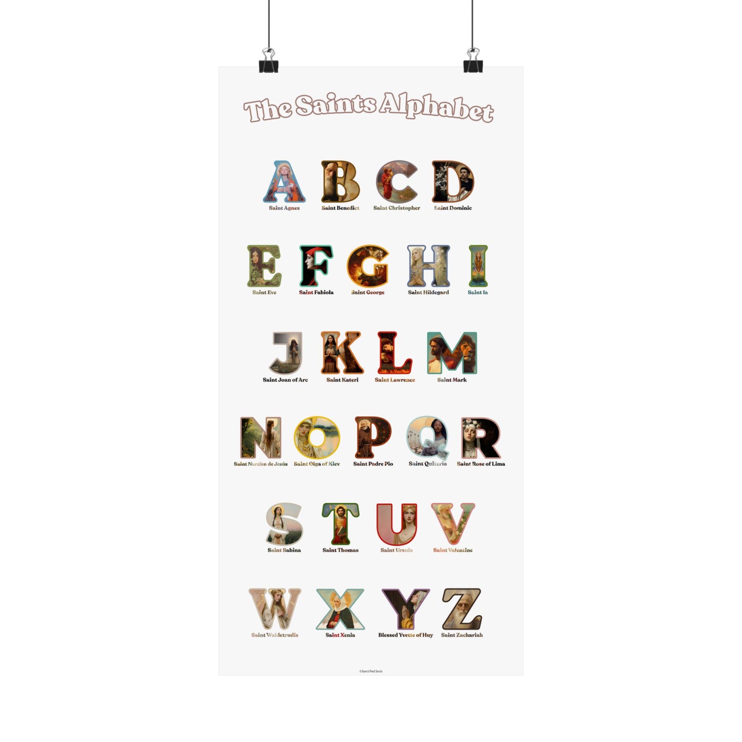 Catholic Saints ABC Print - Alphabet Poster - A to Z Saints Wall Art - Catholic Saints Chart- Classroom / Homeschool - Saints of the Church