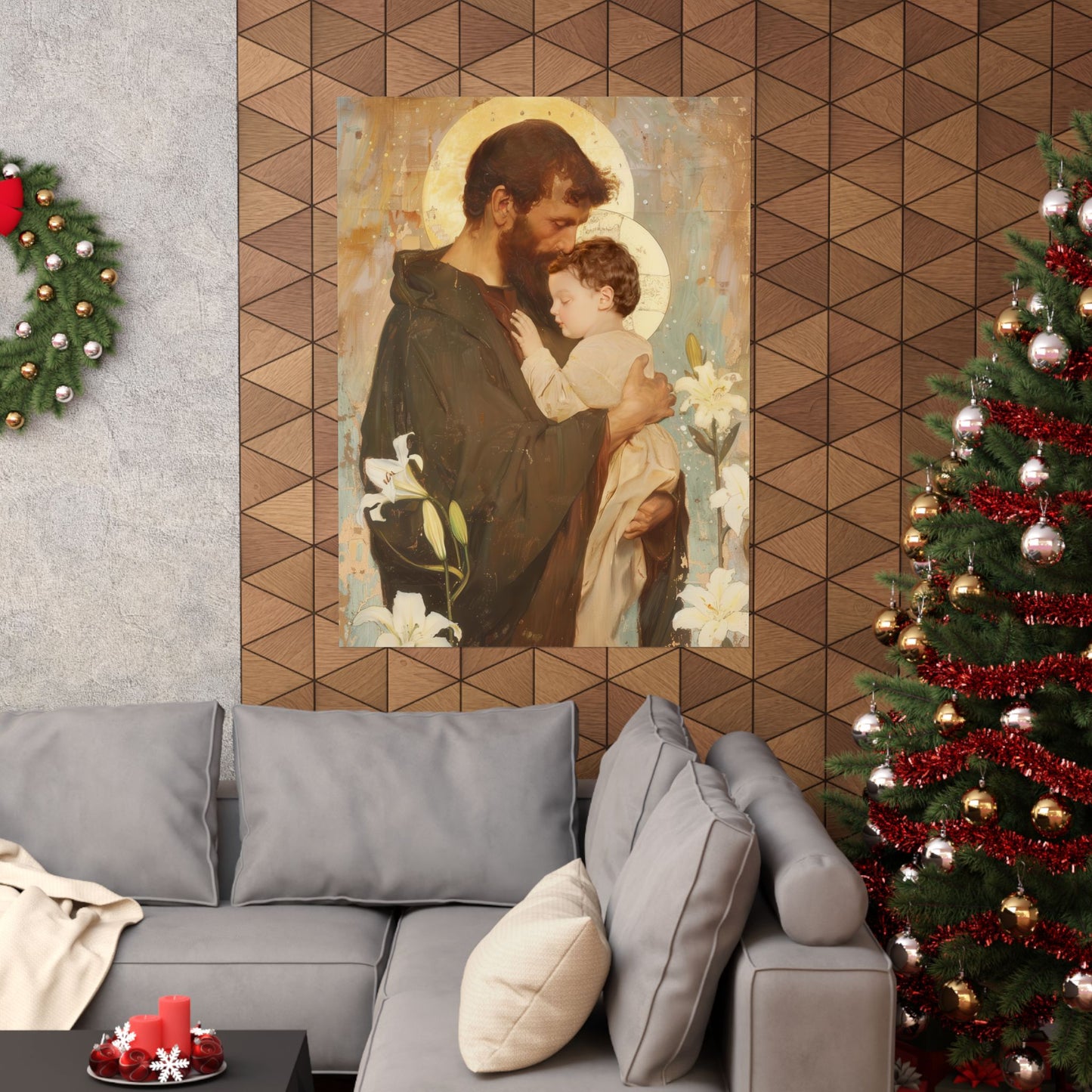 Saint Joseph and the Christ Child  - Sanctified Souls Print - Multiple Sizes - Premium Matte Vertical Posters