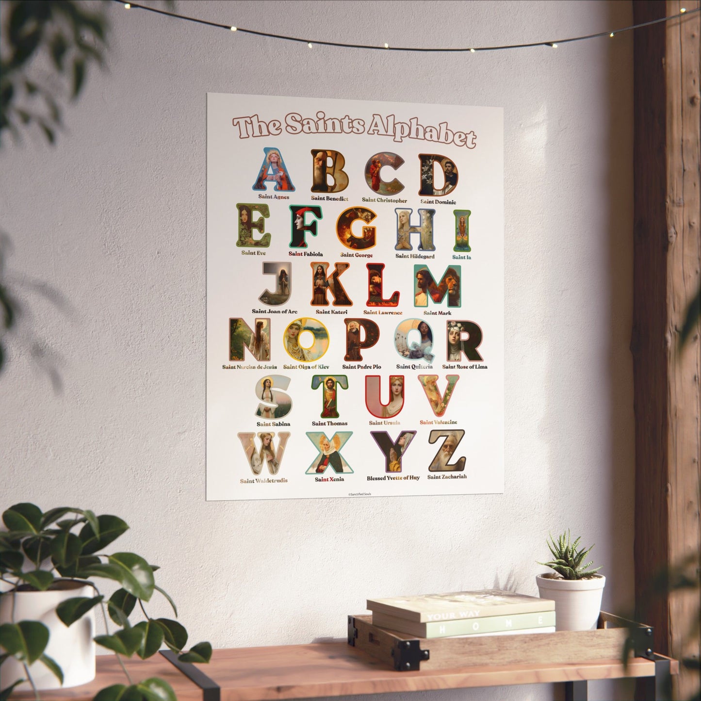 Catholic Saints ABC Print - Alphabet Poster - A to Z Saints Wall Art - Catholic Saints Chart- Classroom / Homeschool - Saints of the Church
