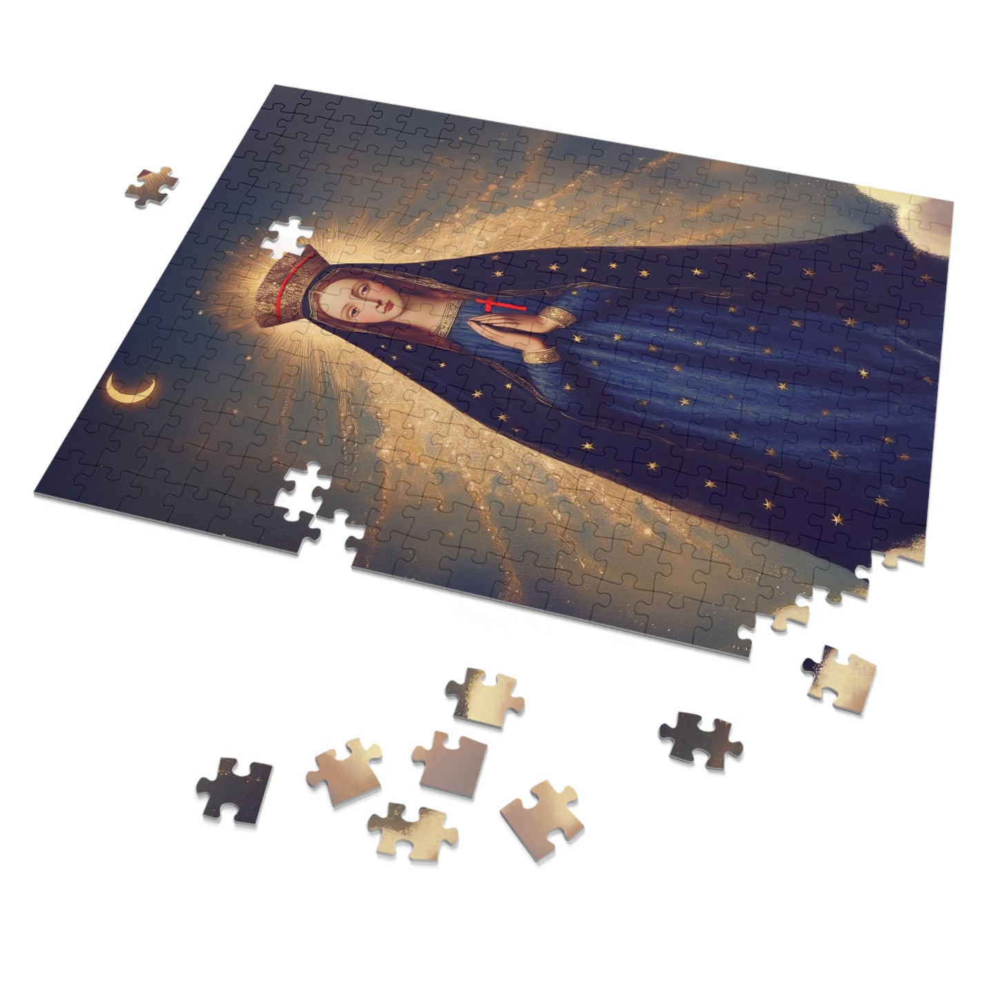 Our Lady of Pontmain - Puzzle and Tin - Religious Jigsaw Puzzle (30, 110, 252, 500,1000) - Gift Catholic Families - Mother Mary Art