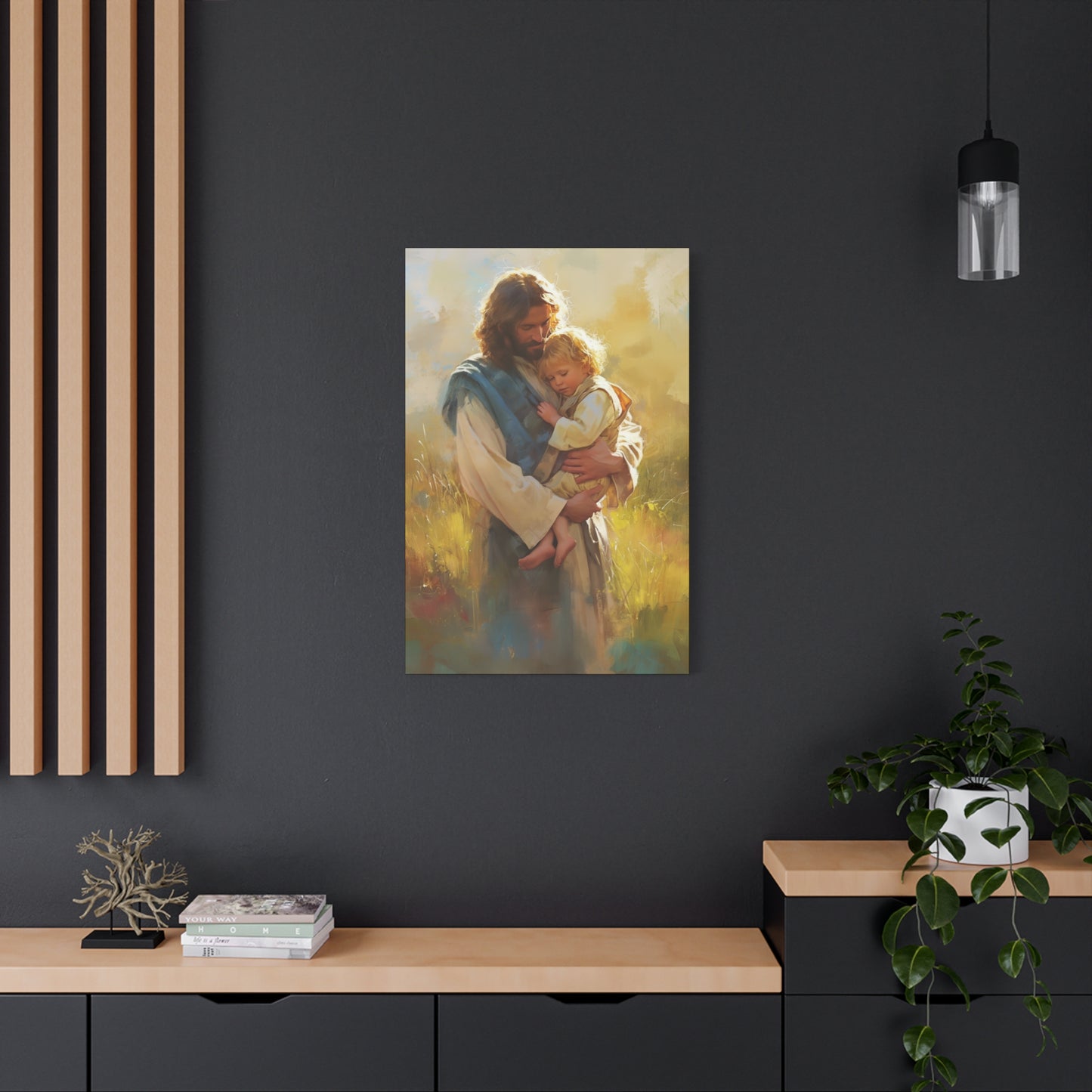Jesus, Guardian of Innocence - Christ and Child - Museum Wrapped Canvas - Print - Religious Art for your Home - Christian art print