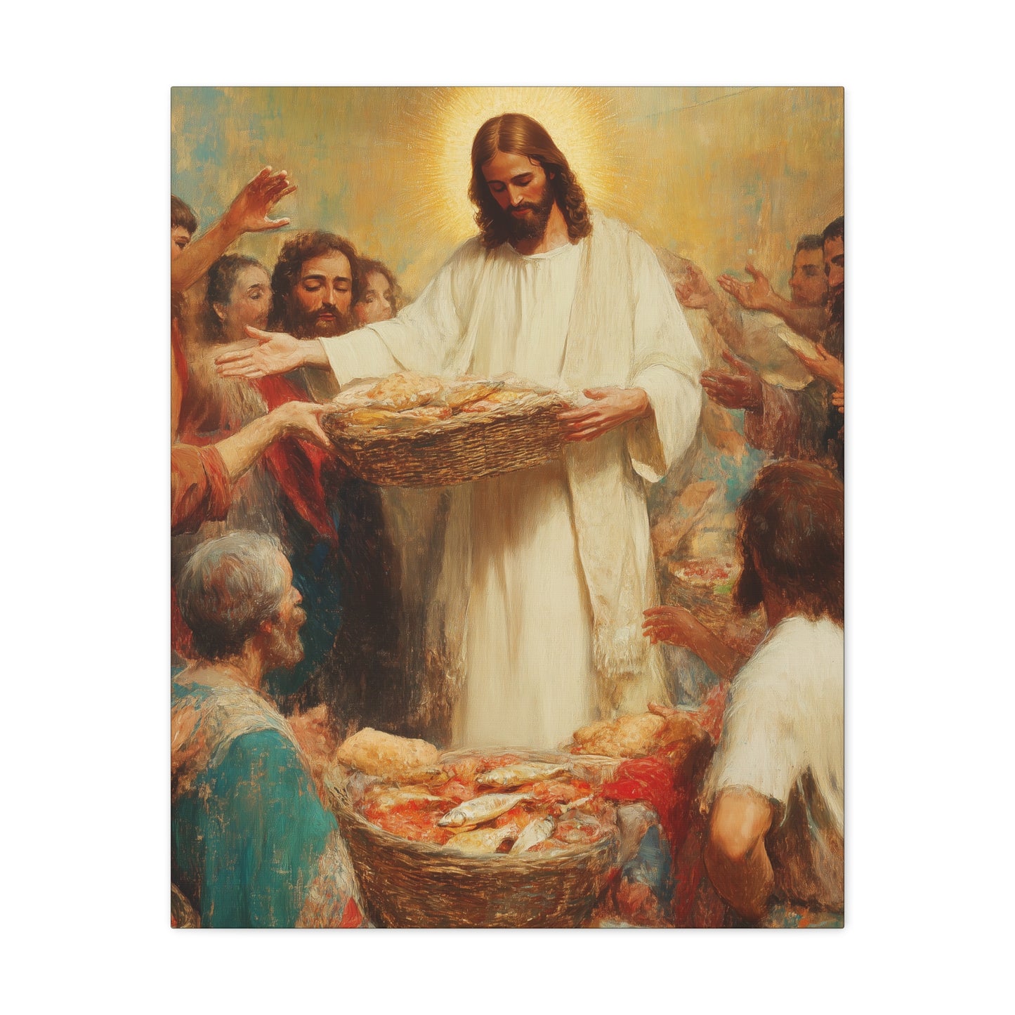 The Quiet Multiplication of Love : Loaves and Fishes - Gallery Wrapped Canvas - Print - Religious Art for your Home - Catholic Art