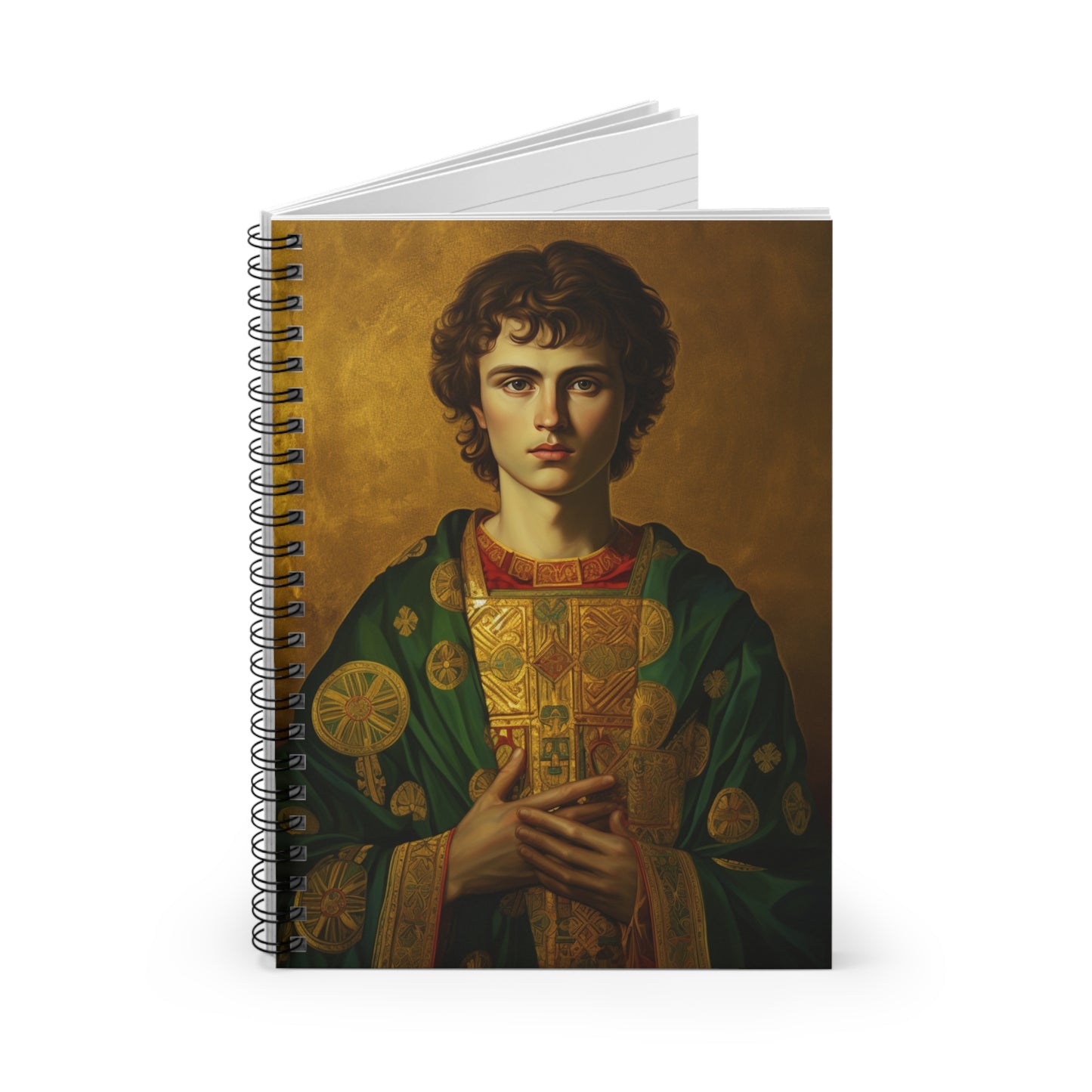 Saint Pantaleon Journal - Sanctified Souls Art - Religious Based Notebook - Spiral Notebook - Ruled Line