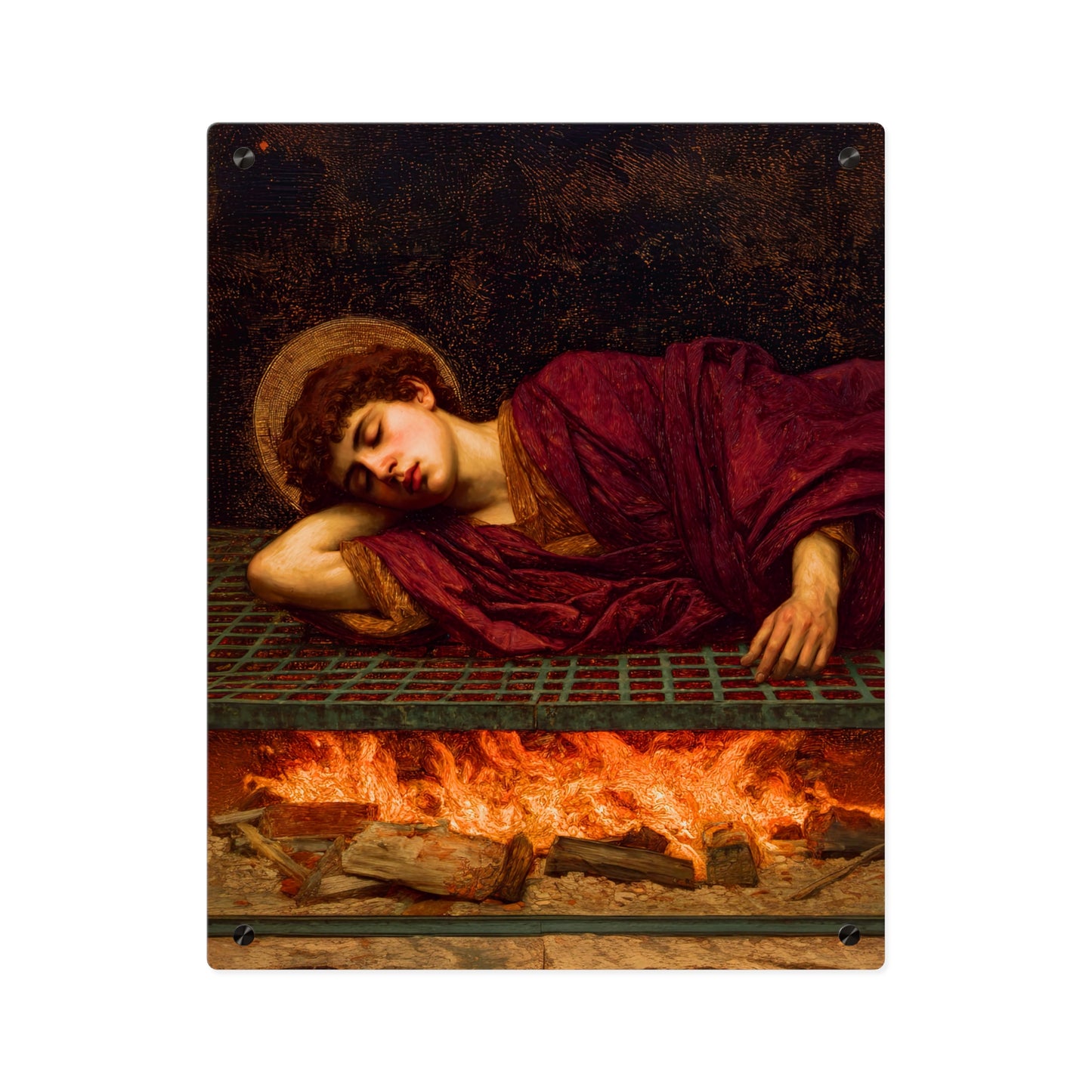 Saint Lawrence Wall Art Panel - Ready to Hang Acrylic Print - Catholic Saint Art - Patron Saint Print - No Frame needed