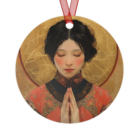 Saint Lucy Yi Zhenmei Metal Ornament - Religious Holiday Christmas Ornament - Double sided - Catholic Keepsake - Religious Gift