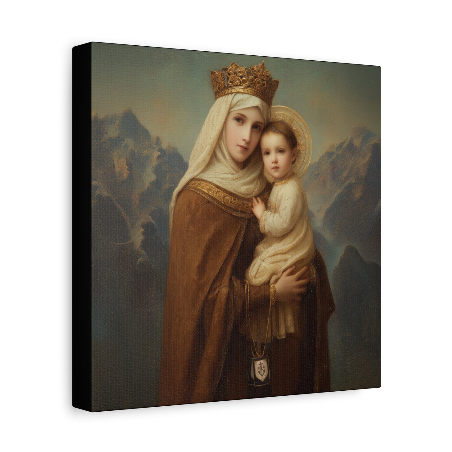 A Cord Between Heaven and Earth - Our Lady of Mount Carmel Wrapped Canvas Print - Multiple Sizes - Catholic Home art Matte Canvas, Stretched