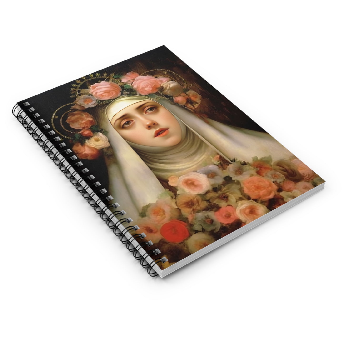 Saint Rose of Lima Journal - Sanctified Souls Art - Religious Based Notebook - Spiral Notebook - Patron Saint of gardeners, florists