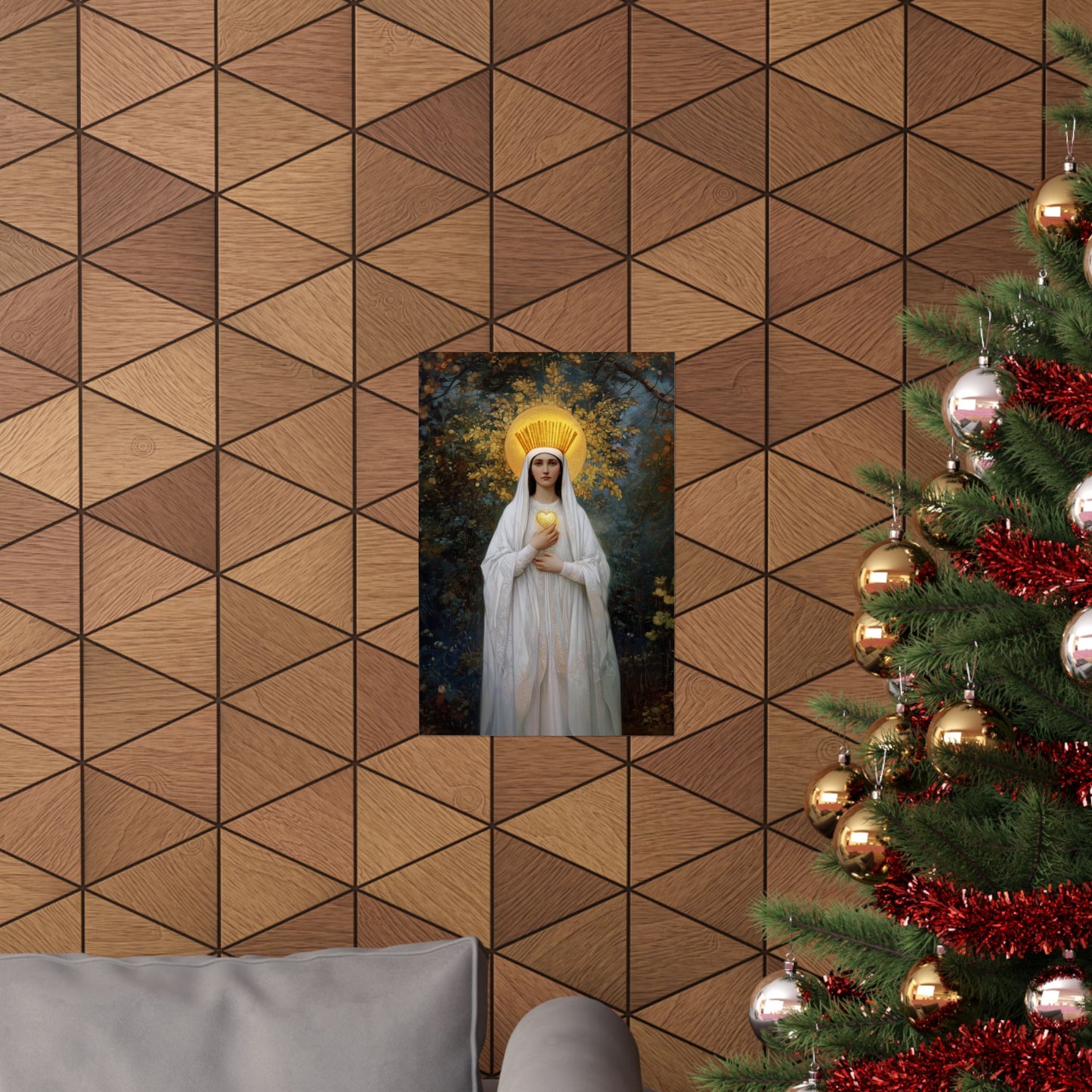 Our Lady of Beauraing - Our Lady of the Golden Heart - Marian Art - Sanctified Souls Print - Multiple Sizes - Premium Vertical Posters