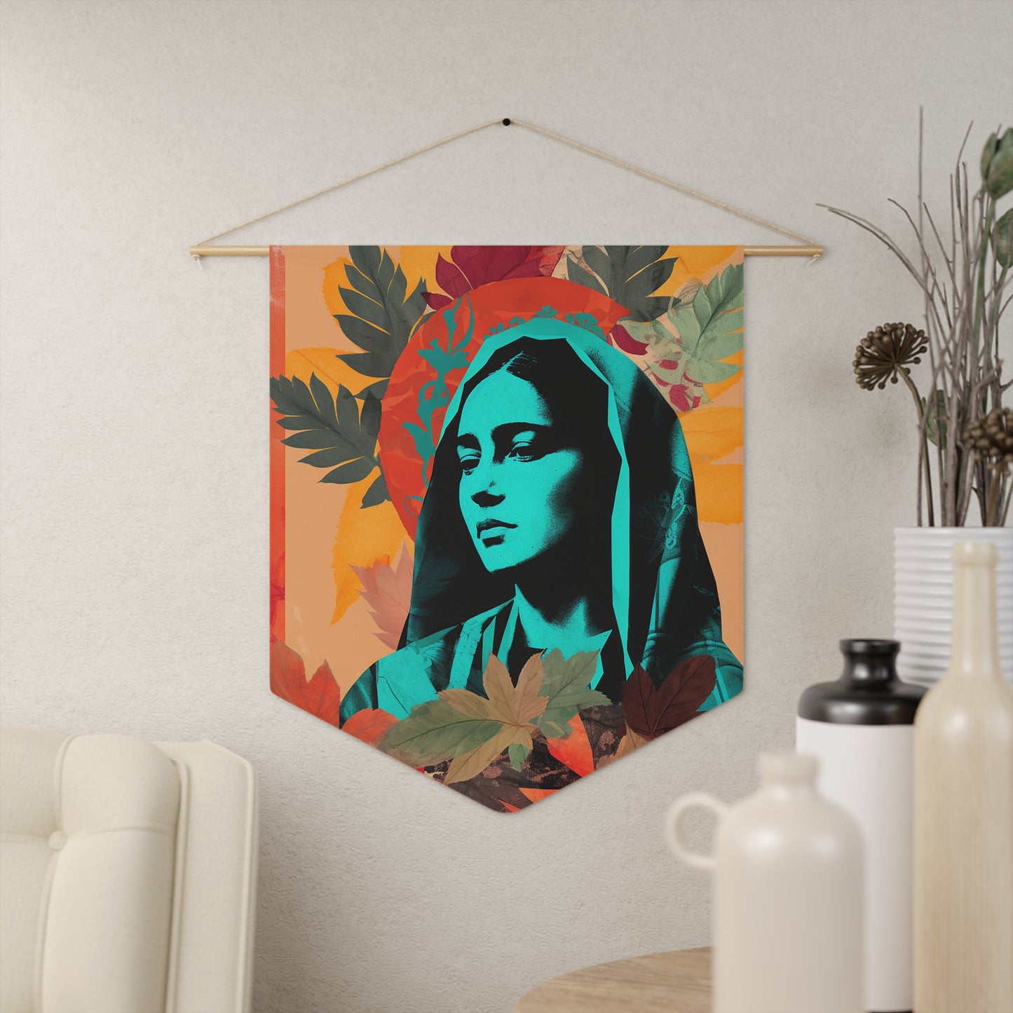 Our Lady of Guadalupe Wall Banner / Wall Hanging - Unique Religious Art for your home - Prayer room - Catholic Home Art - 18" x 21"