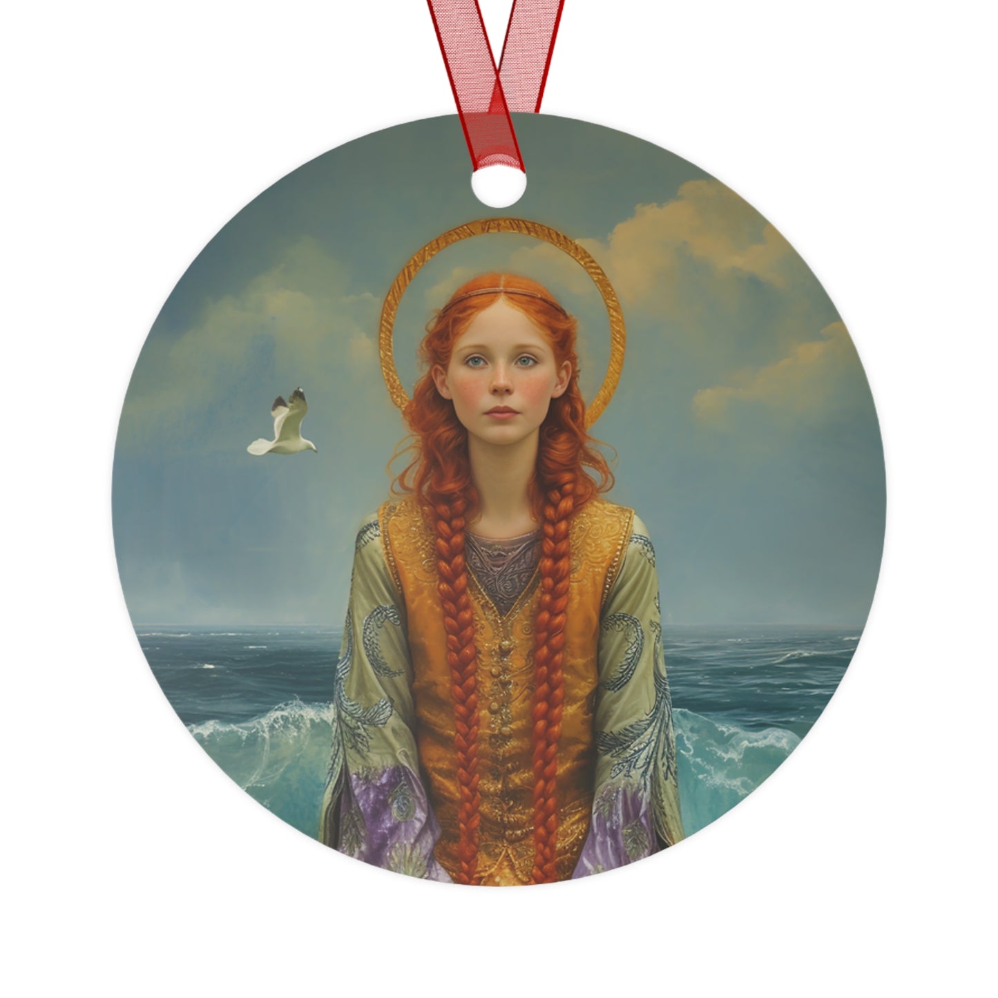 Saint Ia of Cornwall Metal Ornament - Religious Holiday Christmas Ornament and Keepsake - Double sided - Prayer Ornament