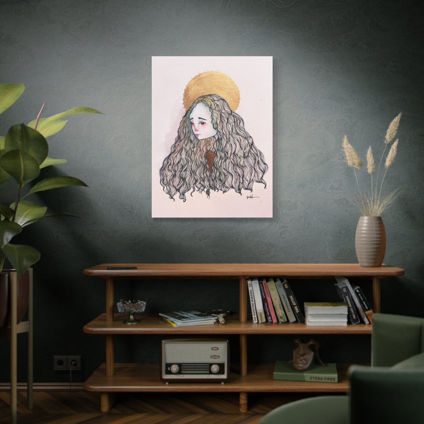 Saint Philomena Canvas Print - Hand-Drawn Catholic Art Print | Christian Sacred Wall Art | Sanctified Solocosmo Religious Artwork