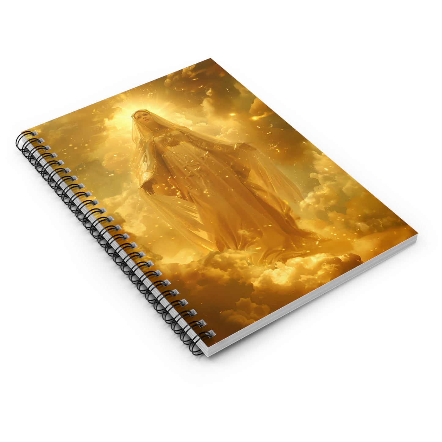 Virgin Mary - Mystical Sun - Golden Mary - Sanctified Souls Art - Religious - Spiral Notebook - Ruled Line - Catholic Religious art