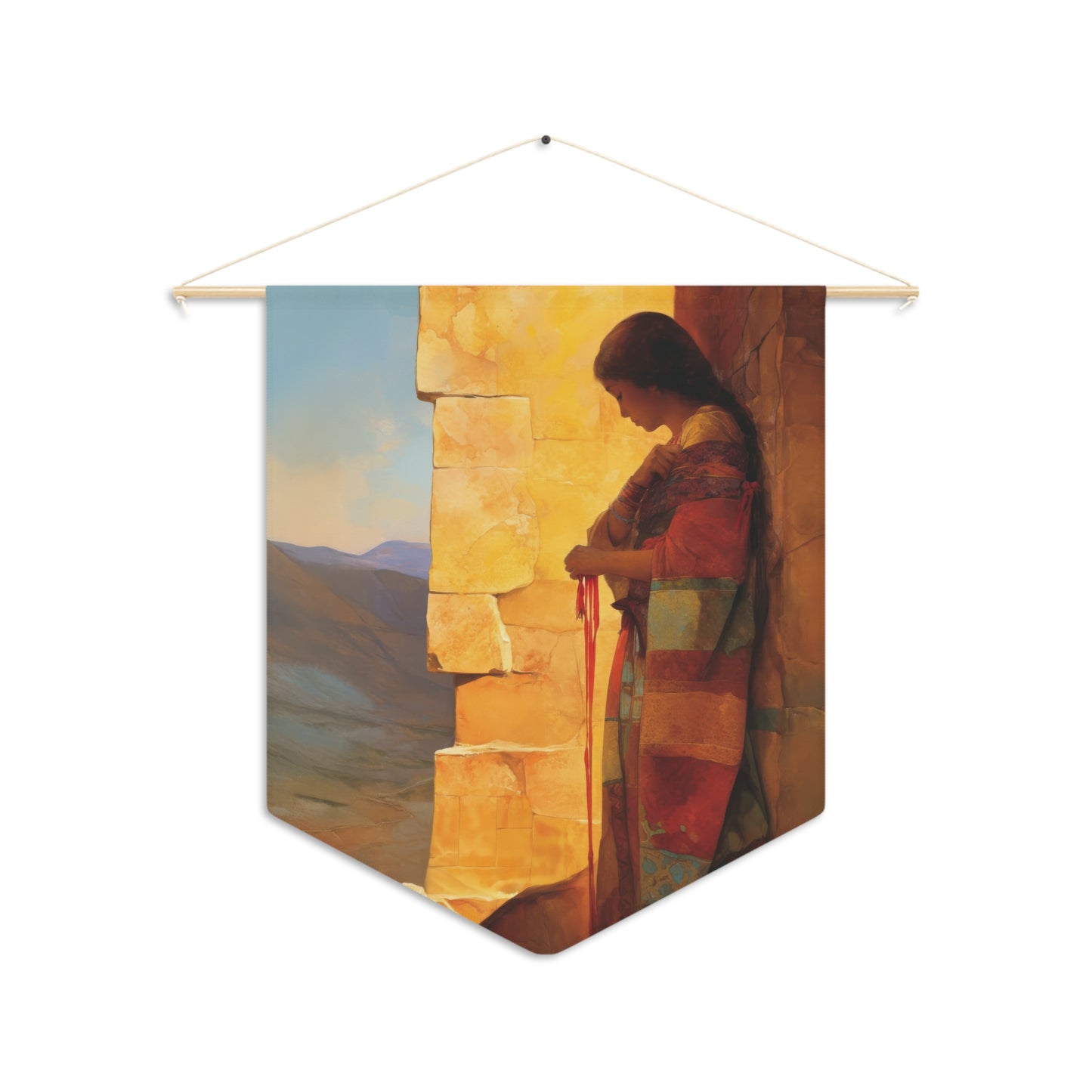 A Thread Through the Line of Christ - Rahab - Pennant / Banner / Wall Hanging - Prayer room art - Catholic Home - 18" x 21"