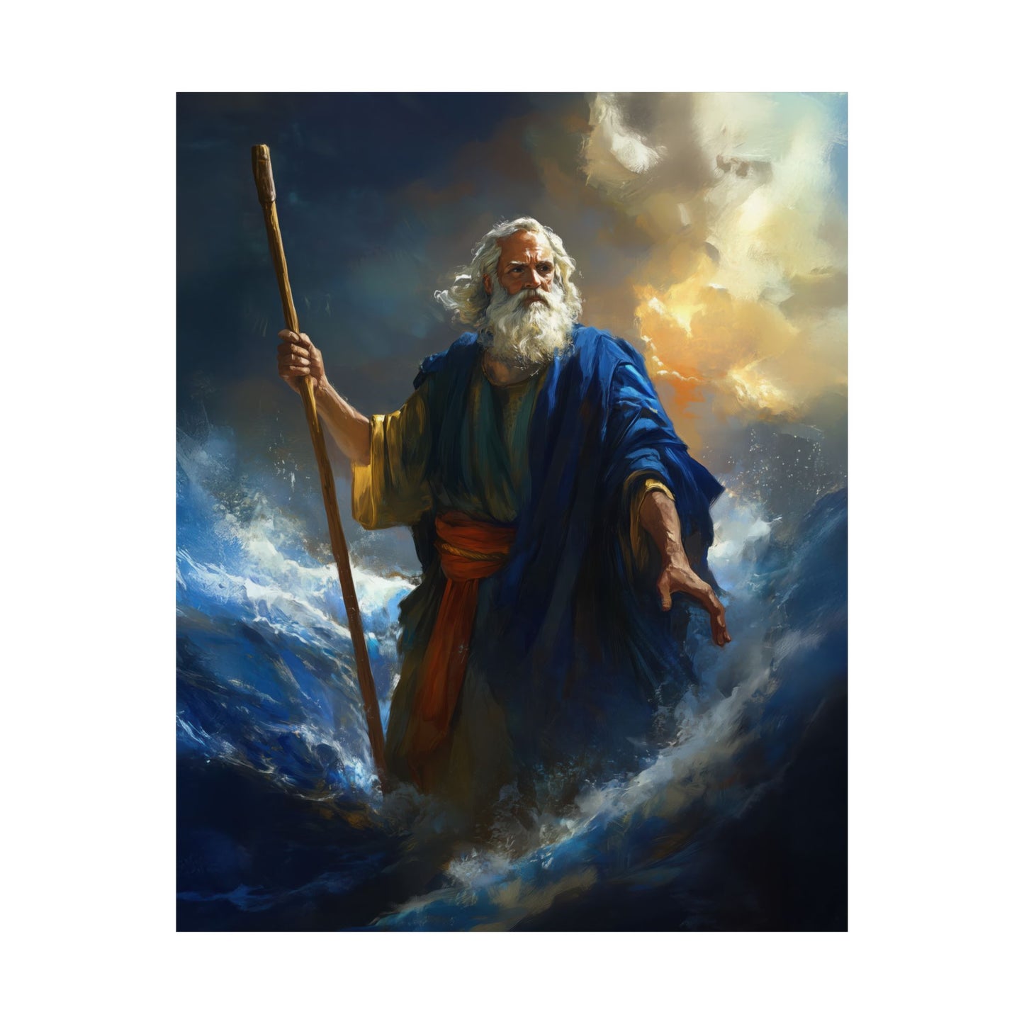Moses Before the Trembling Sea - Sanctified Souls Print - Multiple Sizes - Premium Matte Vertical Posters