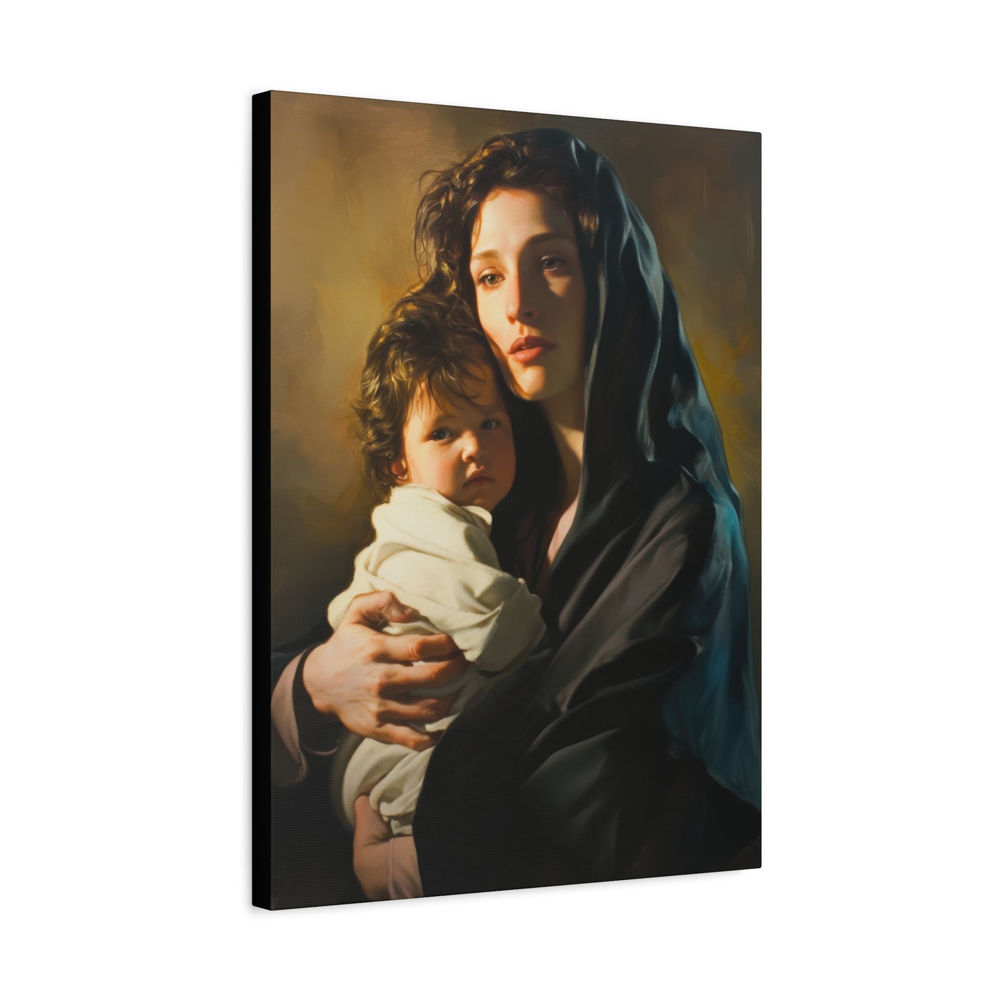 A mother's Gentle Embrace - Mary and The Christ Child - Museum Wrapped Canvas - Print - Religious Art for your Home - Catholic Saint Art