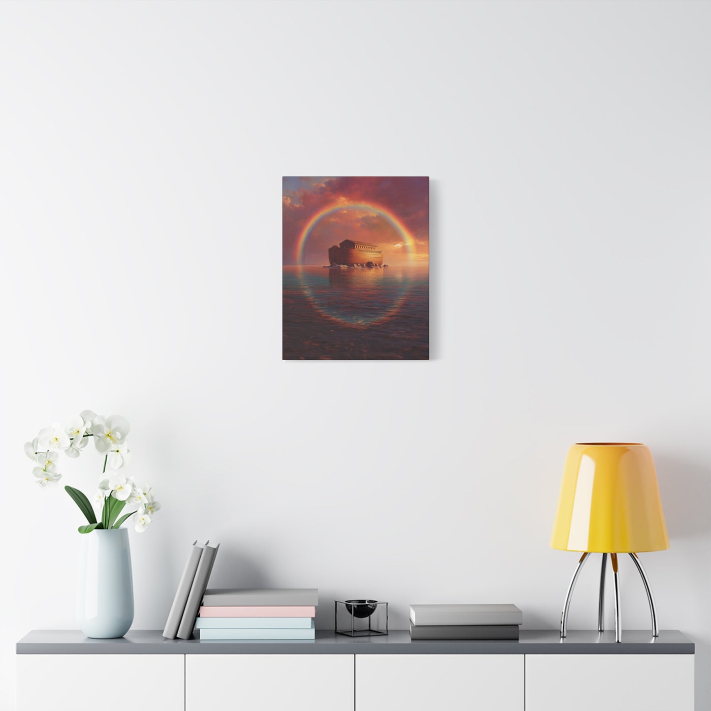 Sheltered Beneath the Covenant Sky - Noah's Ark - Gallery Wrapped Canvas - Print - Religious Art for your Home - Catholic