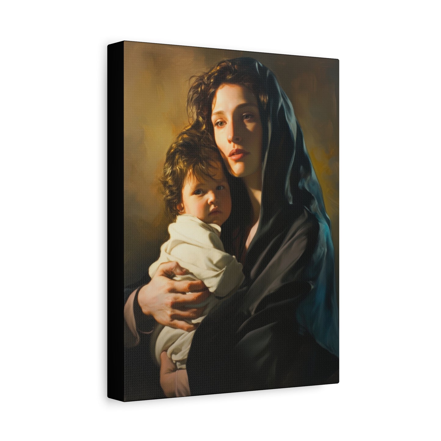 A mother's Gentle Embrace - Mary and The Christ Child - Museum Wrapped Canvas - Print - Religious Art for your Home - Catholic Saint Art