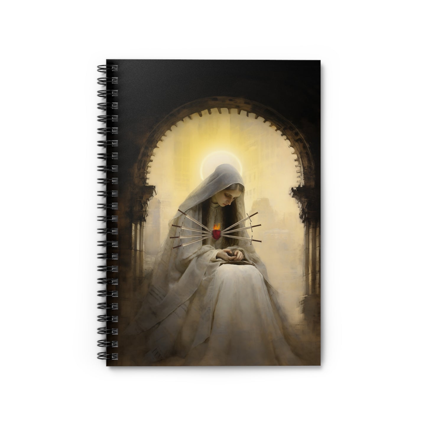 Our Lady of Sorrows Journal - Sanctified Souls Art - Religious Based Notebook - Spiral Notebook - Ruled Line - The Virgin Mary