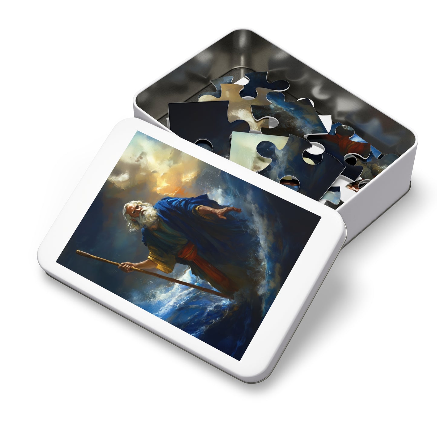Moses Before the Trembling Sea - Puzzle & Keepsake Tin - Religious Jigsaw Puzzle (30, 110, 252, 500,1000-Piece)