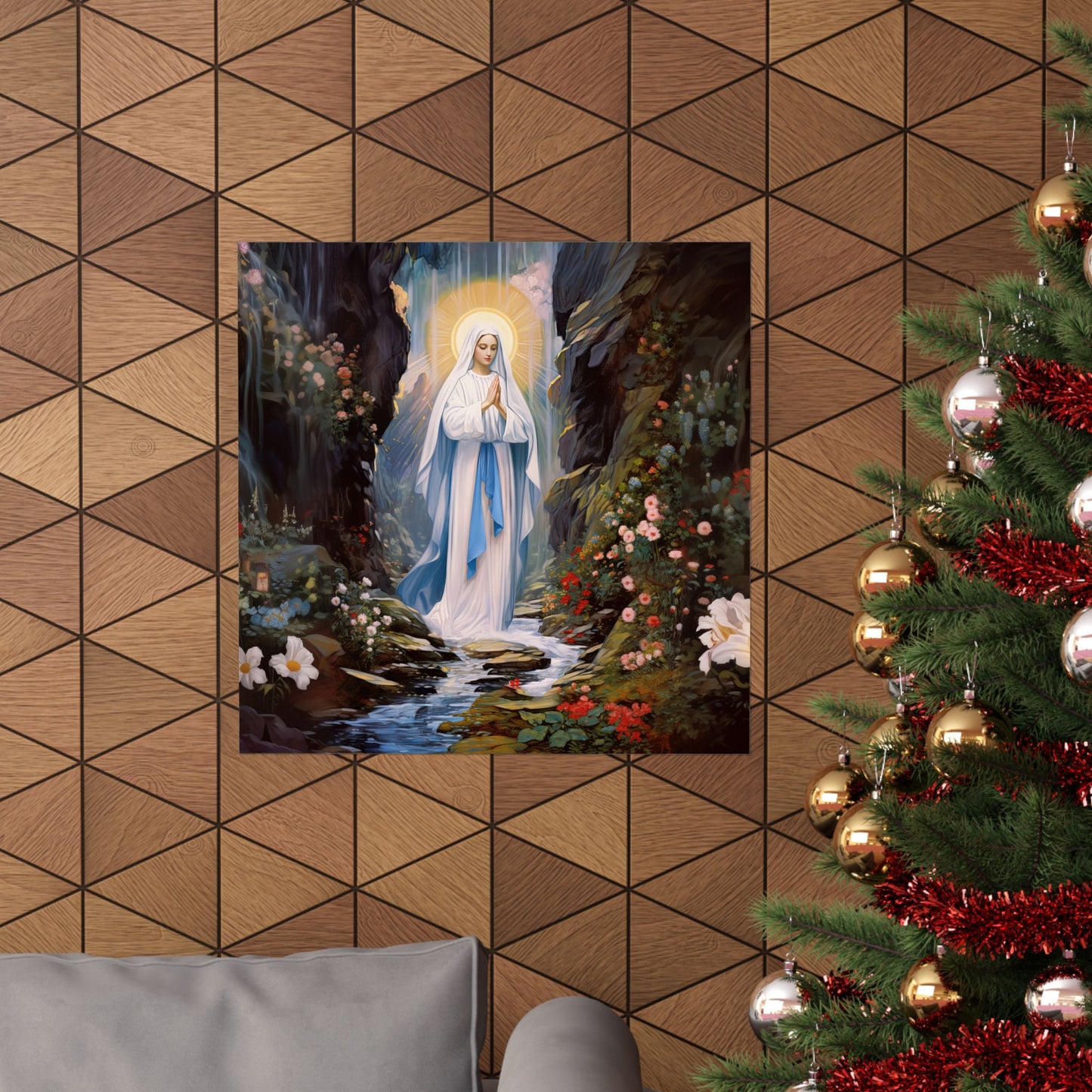 Our Lady of Lourdes - Sanctified Souls Print - Multiple Sizes - Premium Matte Vertical Posters