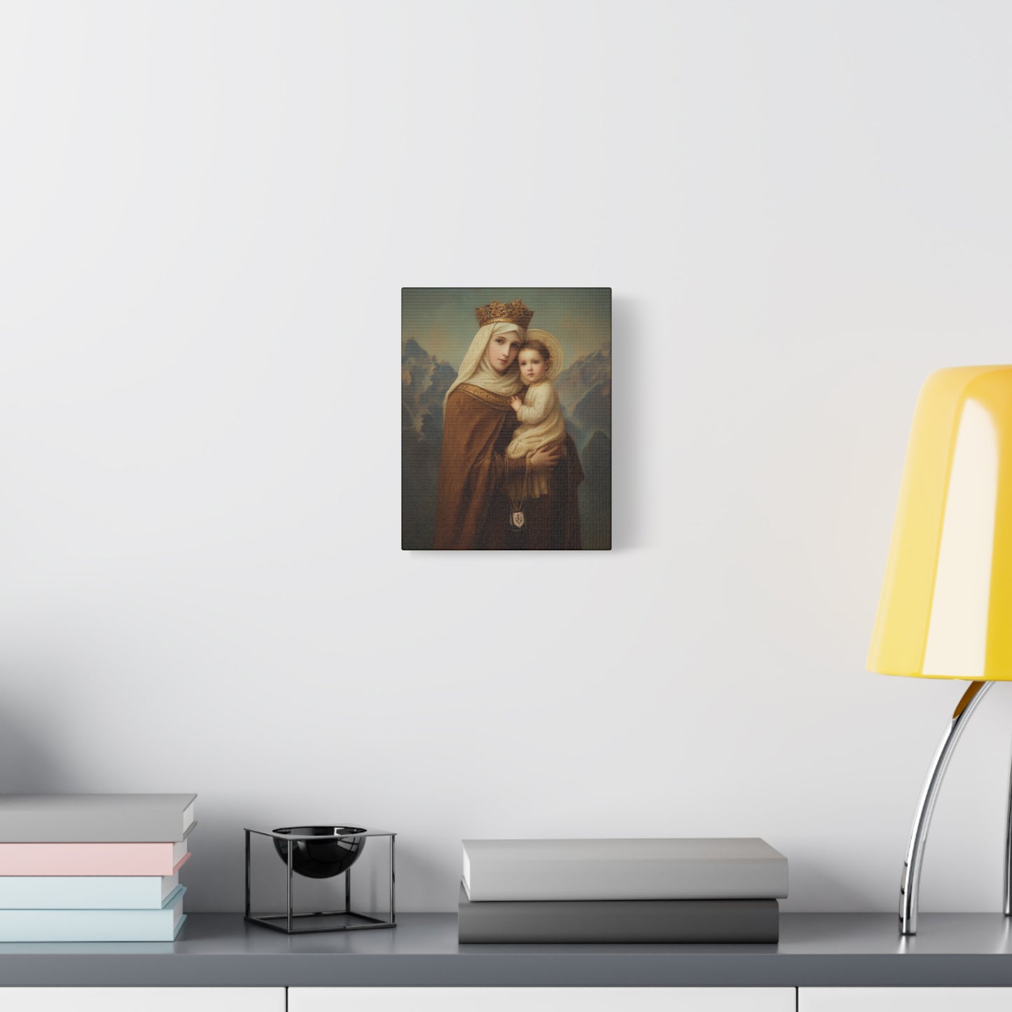 A Cord Between Heaven and Earth - Our Lady of Mount Carmel Wrapped Canvas Print - Multiple Sizes - Catholic Home art Matte Canvas, Stretched