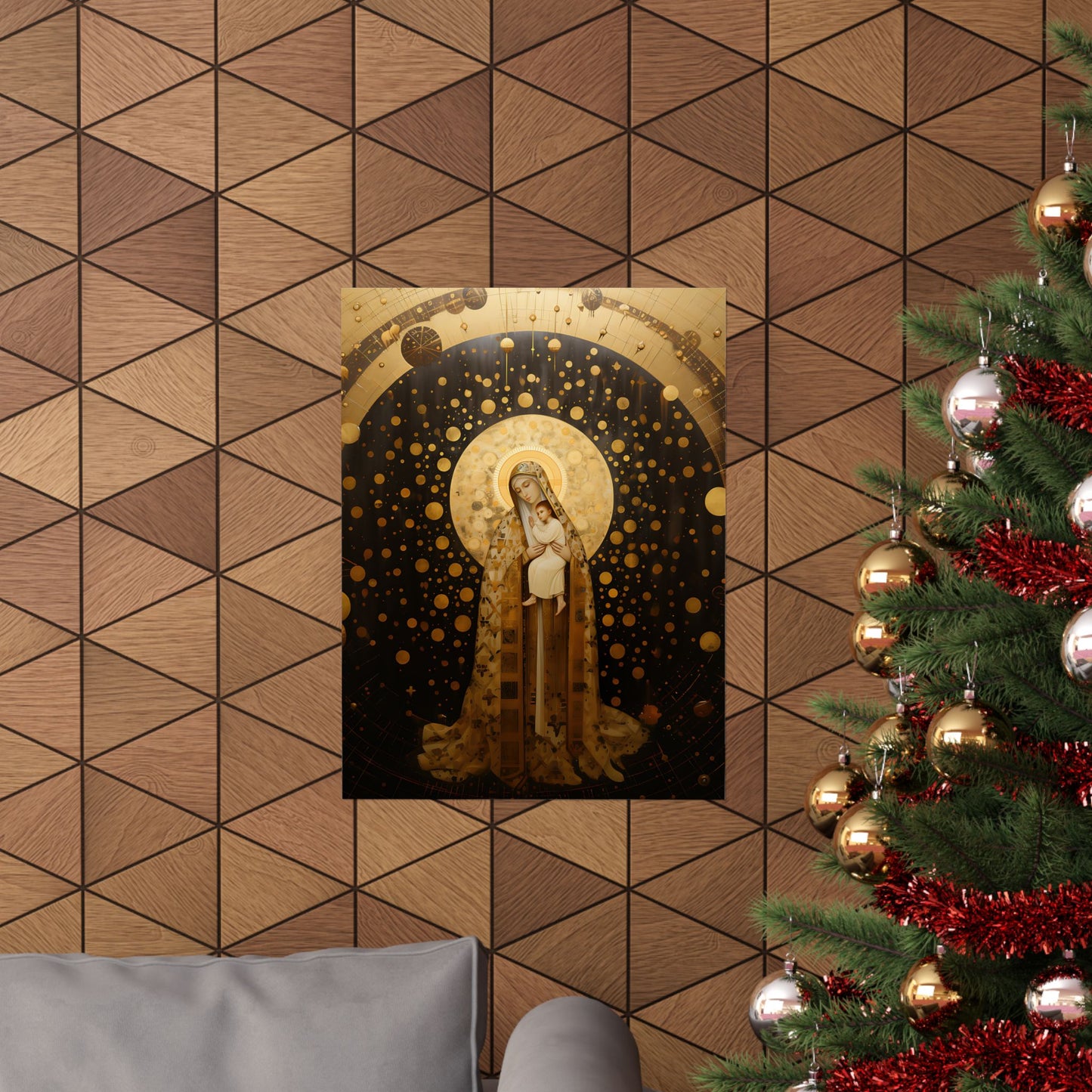 The Golden Mary - Mary The Blessed Virgin - Sanctified Souls Print - Multiple Sizes - Premium Matte Vertical Posters