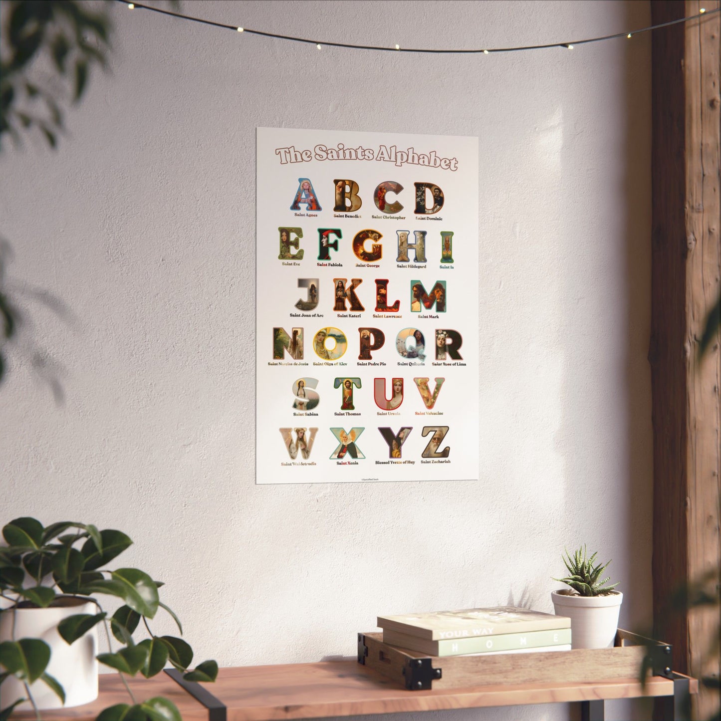 Catholic Saints ABC Print - Alphabet Poster - A to Z Saints Wall Art - Catholic Saints Chart- Classroom / Homeschool - Saints of the Church