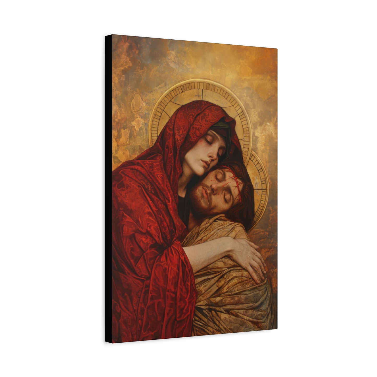 Eternal Sorrow - Mary's Mourning Beneath the Cross - Museum Wrapped Canvas - Print - Religious Art for your Home - Christian print