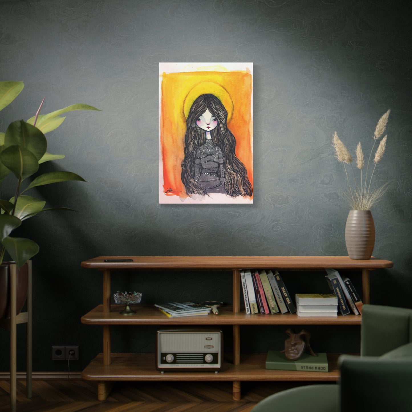 Saint Joan of Arc Canvas Print - Hand-Drawn Catholic Art Print | Christian Sacred Wall Art | Sanctified Solocosmo Religious Artwork